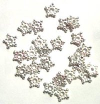 25 7mm Bright Silver Plated Bali Star Spacer Beads